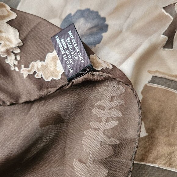 Vintage Silk Brown Floral Scarf - Picture 3 of 7